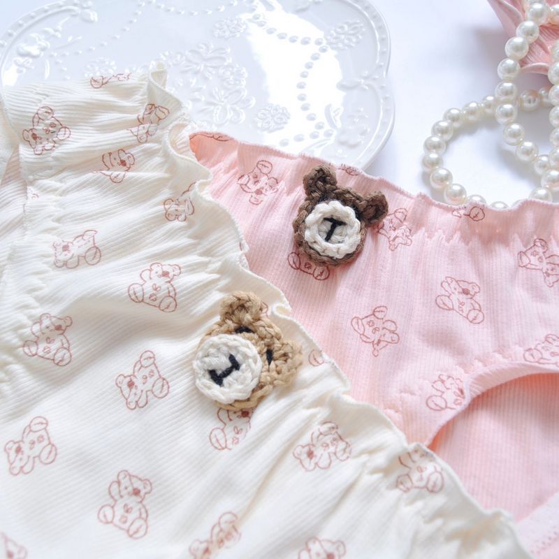 Cute Bear Print Cotton Panties for Trans Women detail image 2