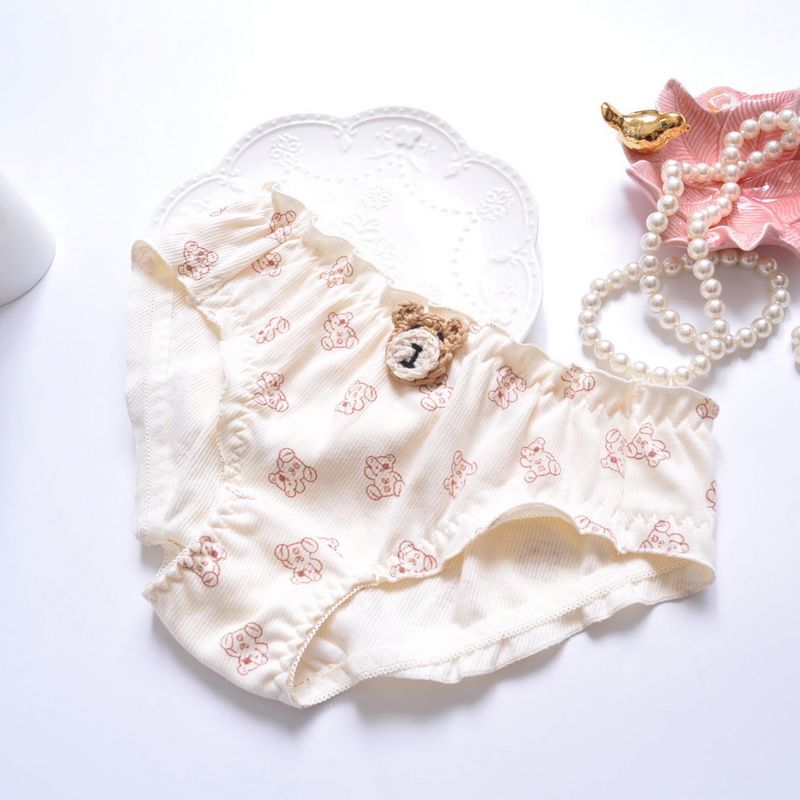 Cute Bear Print Cotton Panties for Trans Women detail image 3