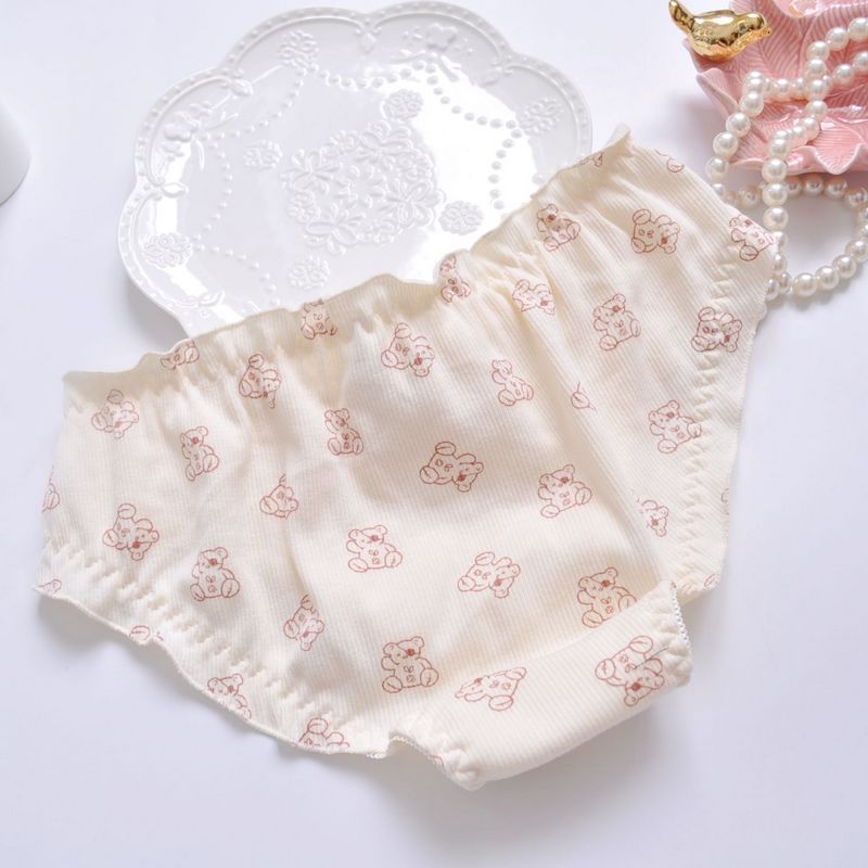 Cute Bear Print Cotton Panties for Trans Women detail image 4
