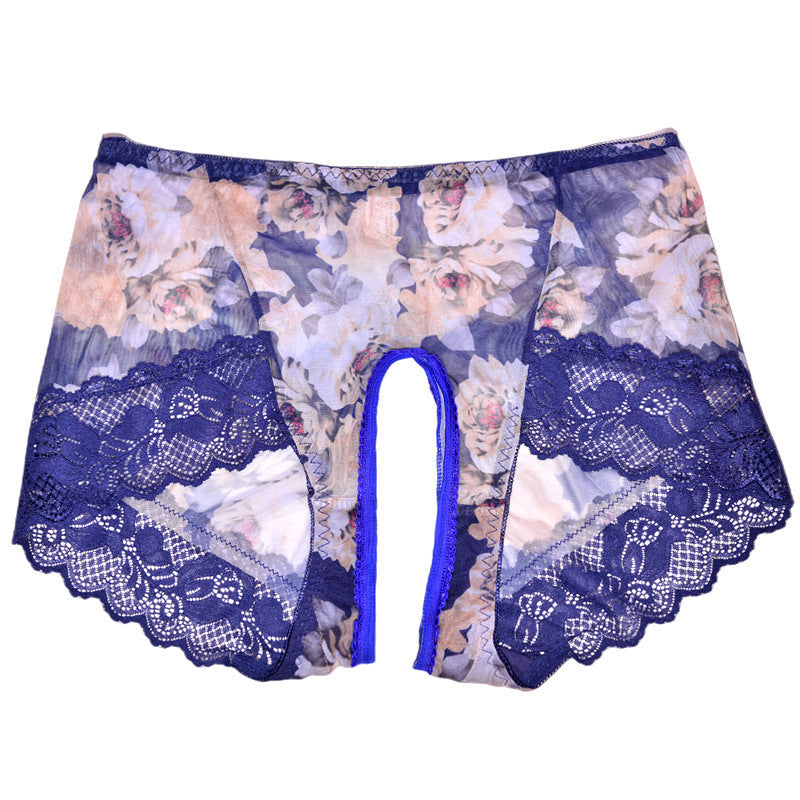 High Waist Floral Lace Crotchless Panties for Trans Women detail image 10