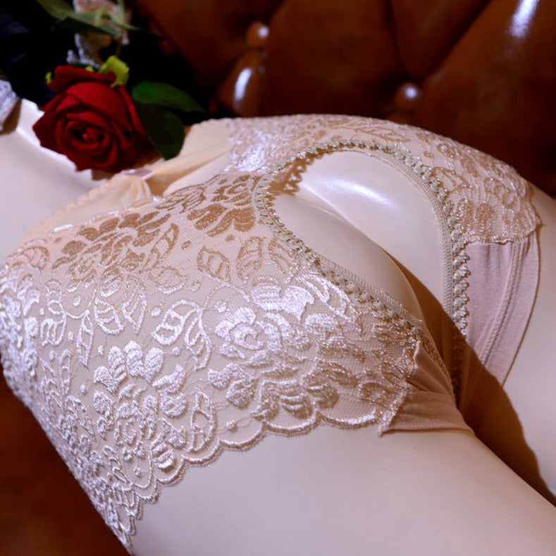 Lace Floral Crotchless Panties for Trans Women detail image 8