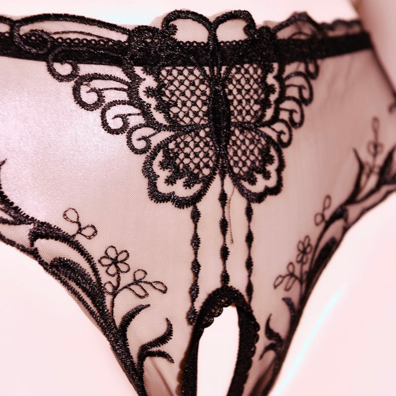 Lace See Thru Crotchless Panties for Trans Women detail image 4