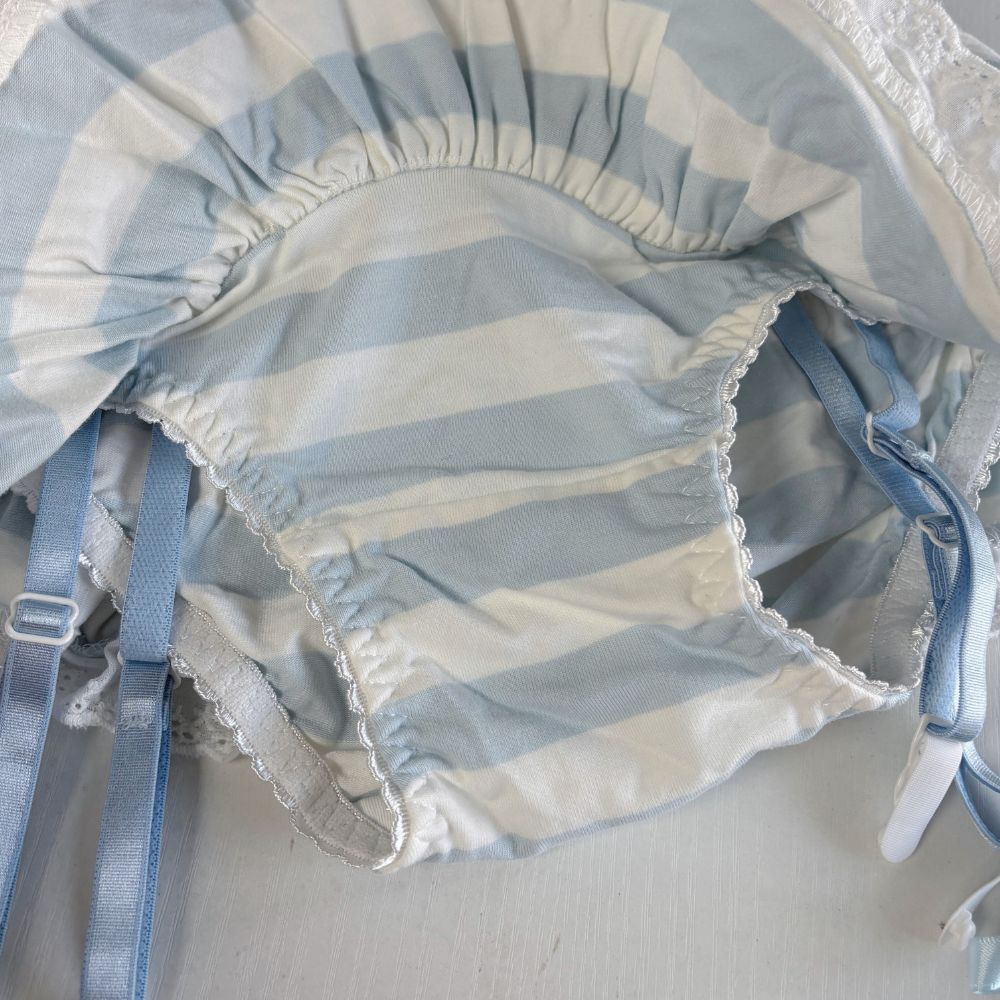 Pastel Striped Skirted Panties with Garter for Trans Women detail image 6