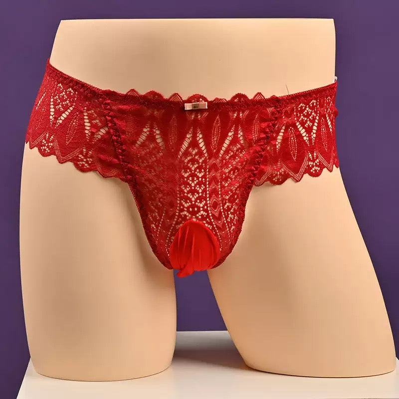 Plus Size Low Rise Lace Pouch Panties for Trans Women detail image 5