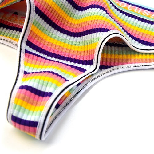 Rainbow Stripe Thong Panties for Trans Women detail image 6