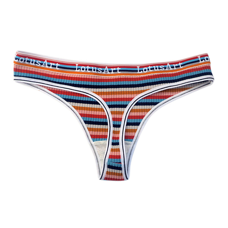 Rainbow Stripe Thong Panties for Trans Women detail image 7