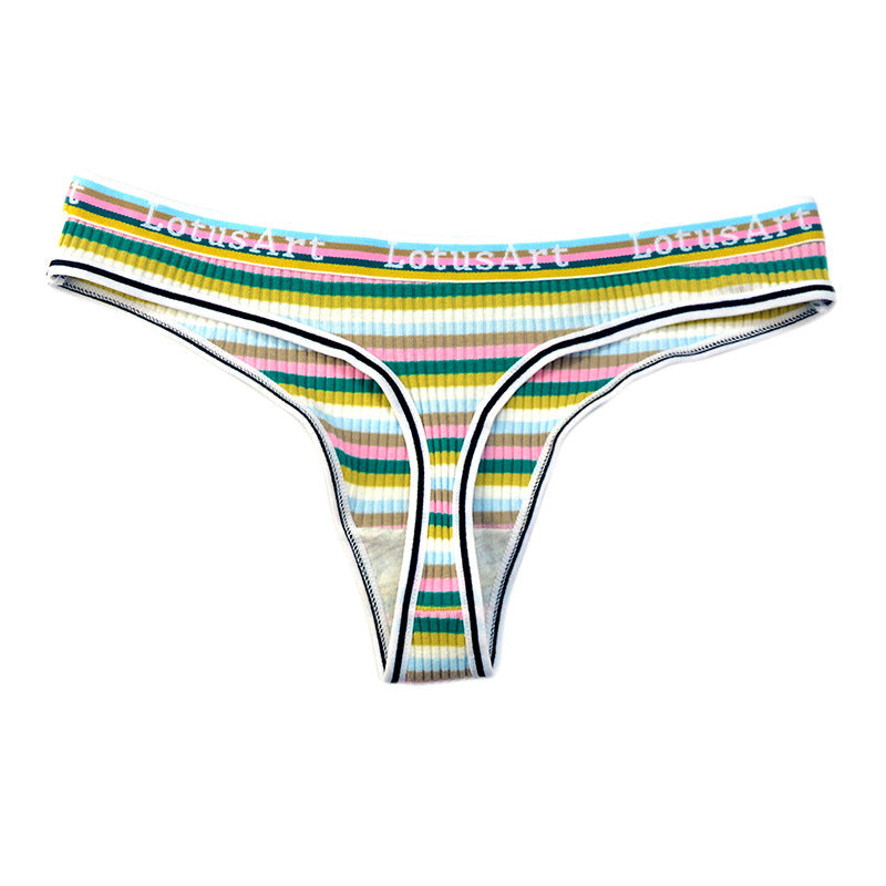Rainbow Stripe Thong Panties for Trans Women detail image 8