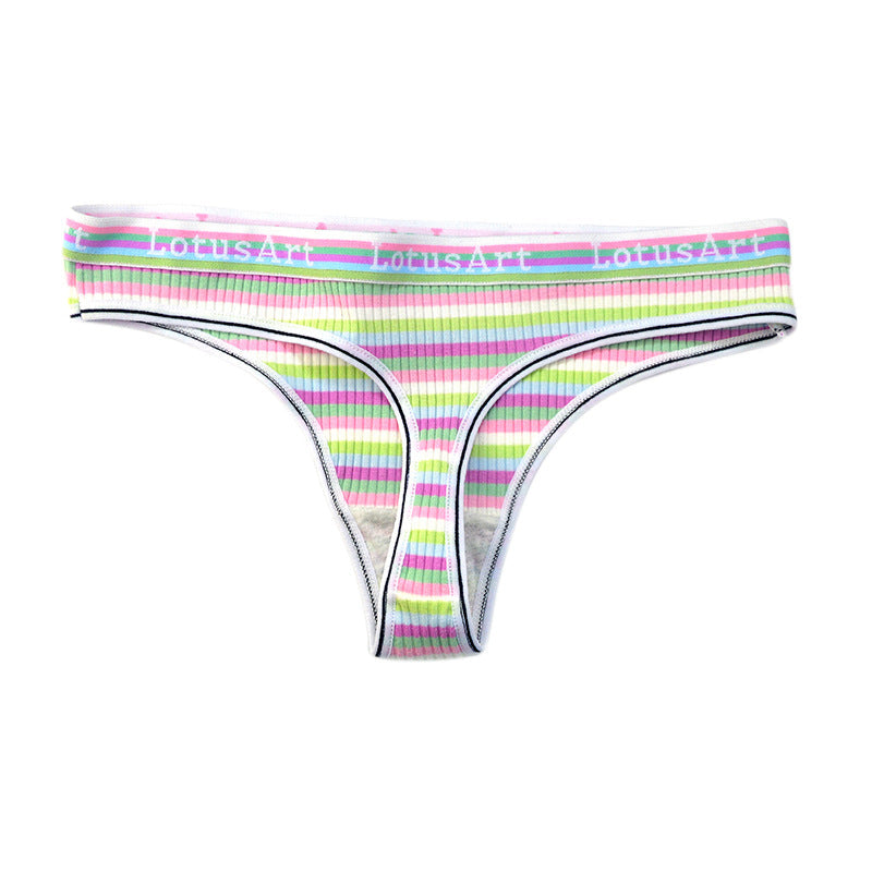 Rainbow Stripe Thong Panties for Trans Women detail image 9