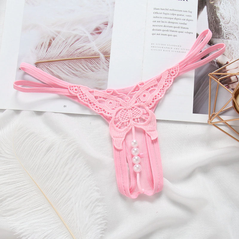 Sexy Crotchless Thong with Pearls for Trans Women detail image 2