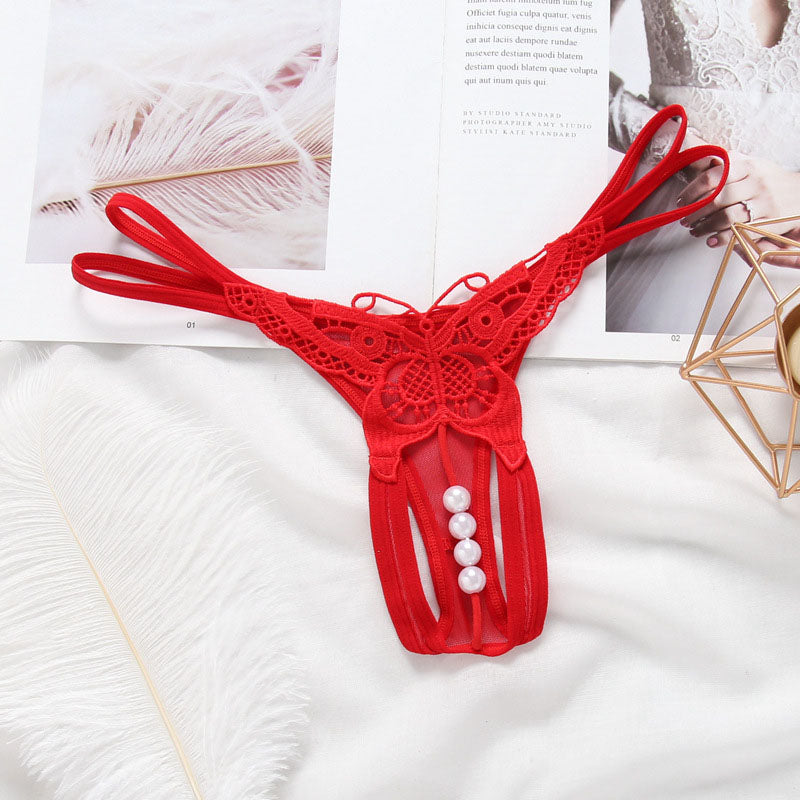 Sexy Crotchless Thong with Pearls for Trans Women detail image 7
