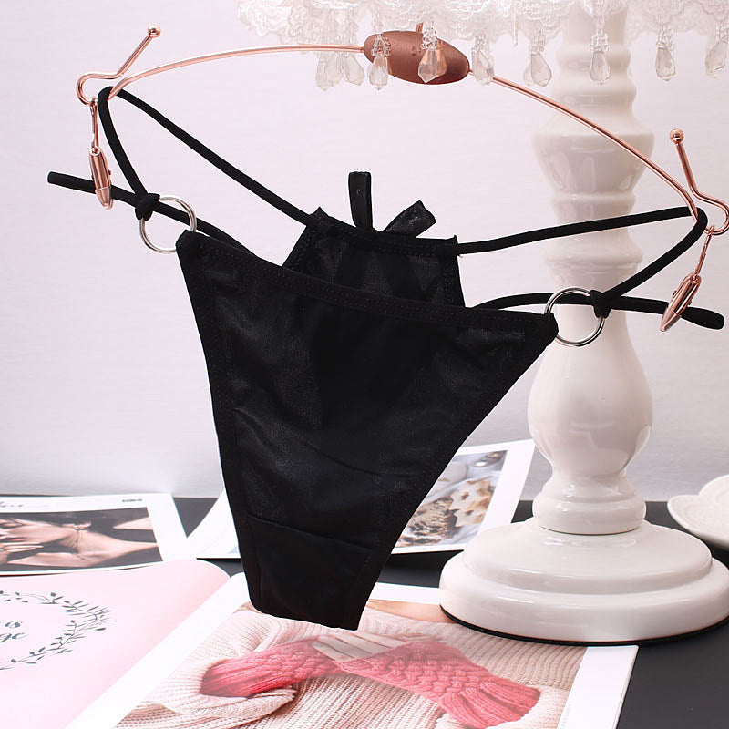 Sexy Hollow Thong Panties with Bow for Trans Women