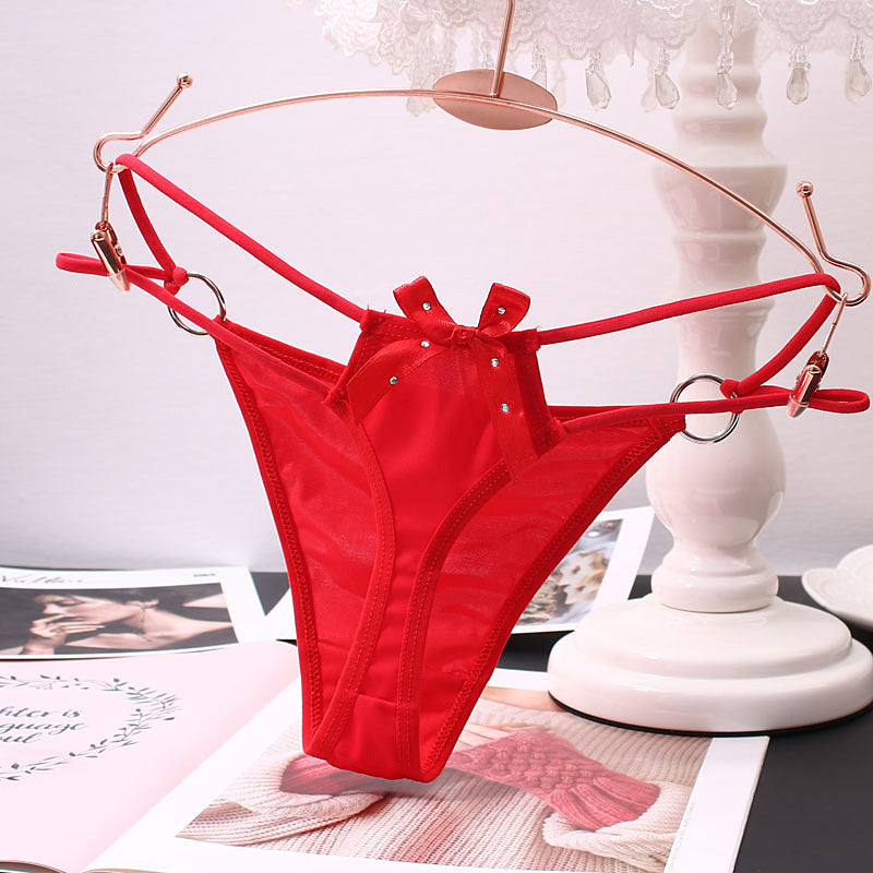 Sexy Hollow Thong Panties with Bow for Trans Women detail image 2