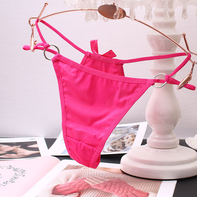 Sexy Hollow Thong Panties with Bow for Trans Women detail image 4