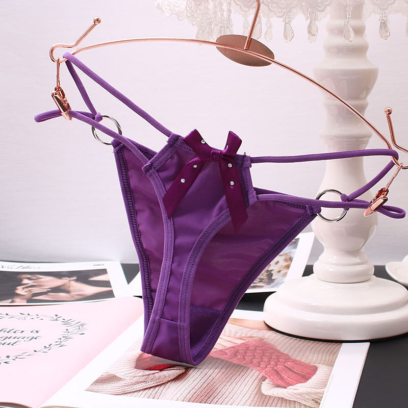 Sexy Hollow Thong Panties with Bow for Trans Women detail image 5