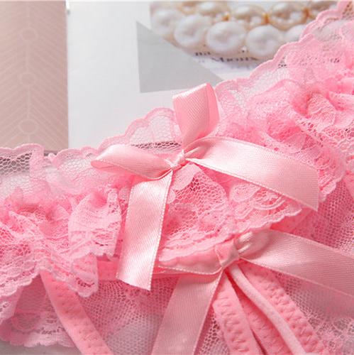 Sexy Lace Crotchless Thong with Pearls for Trans Women detail image 2