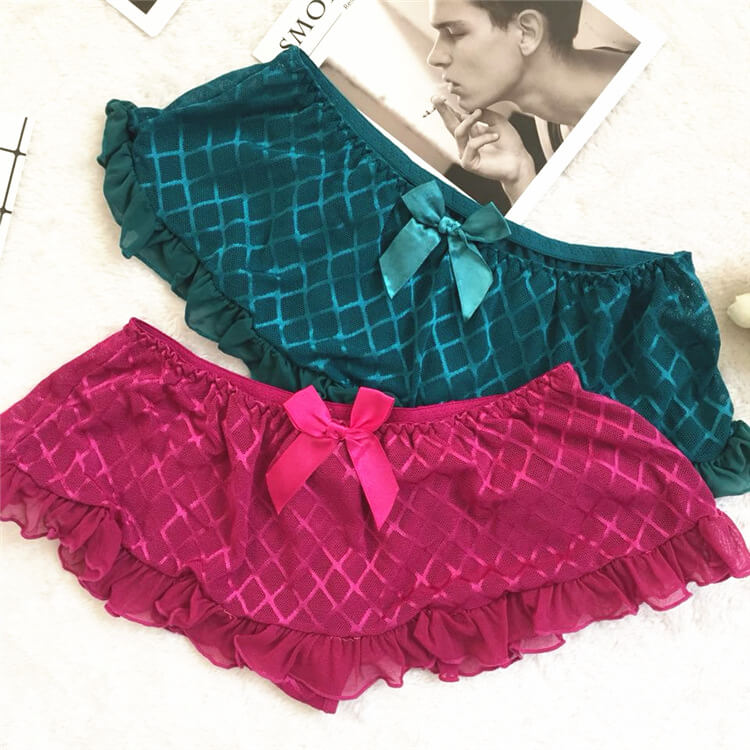 Sexy Lace Skirted Panties with Bowknot for Trans Women