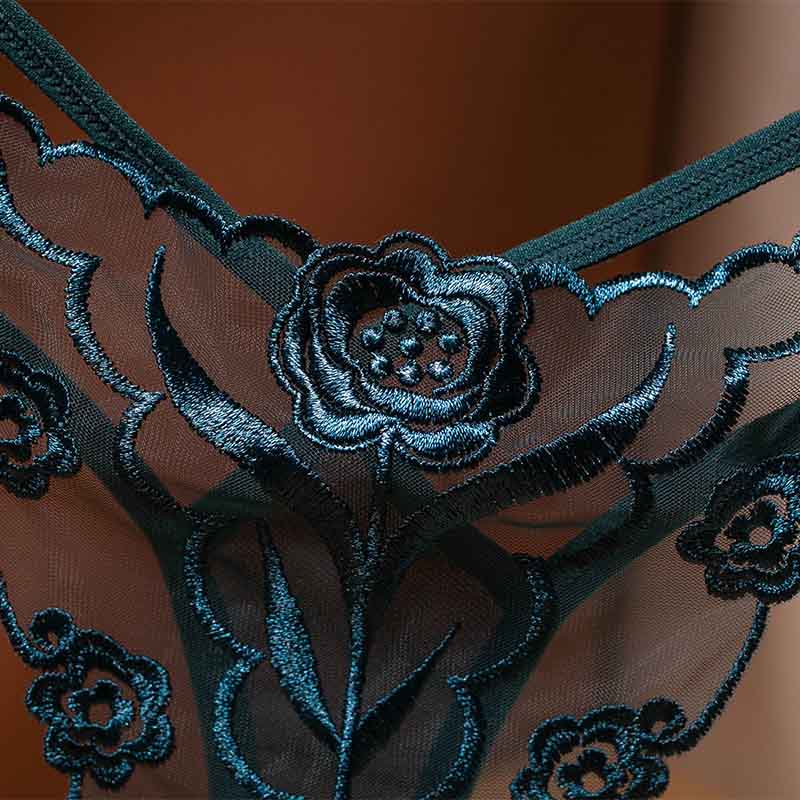 Sexy Loral Embroidery Thongs Panties for Trans Women detail image 2