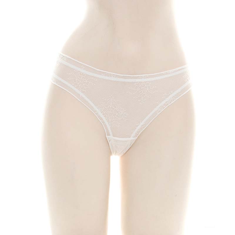 Sexy Translucent Lace Rabbit Tail Panties for Trans Women detail image 6