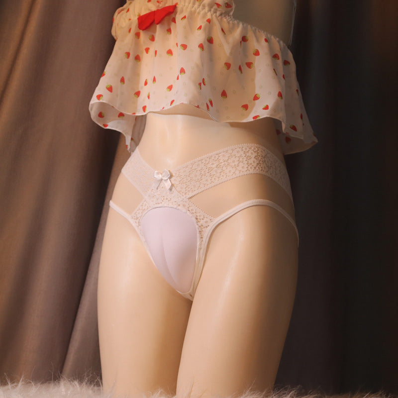 Sweet Lace Double Strapped Cameltoe Panties for Trans Women detail image 4
